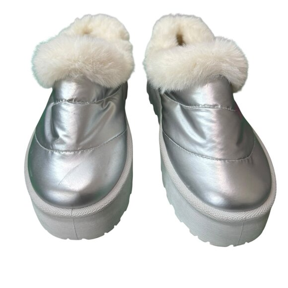 Steve Madden Silver Faux Fur Lined Mules | Size 9 | New Platform Slip-Ons - Picture 6 of 6